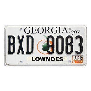 2012 Georgia License Plate #BXD9083