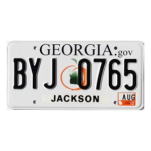 2012 Georgia License Plate #BYJ0765