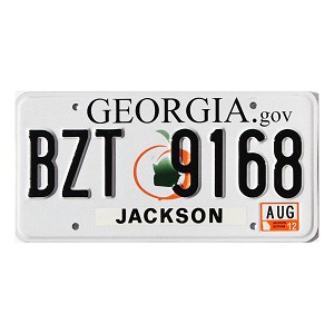 2012 Georgia License Plate #BZT9168