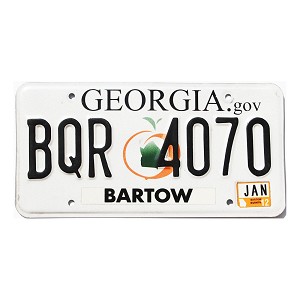 2012 Georgia License Plate #BQR4070