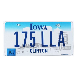 2012 Iowa License Plate #175LLA