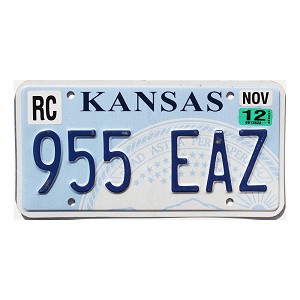 2012 Kansas License Plate #955EAZ