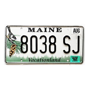 2012 Maine License Plate #8038SJ