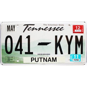 2012 Tennessee License Plate #041KYM