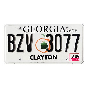 2013 Georgia License Plate #BZV3077