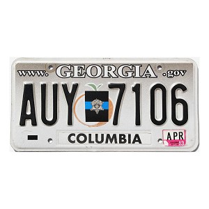 2013 Georgia License Plate #AUY7106