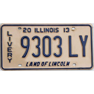 2013 Illinois Livery License Plate #9303
