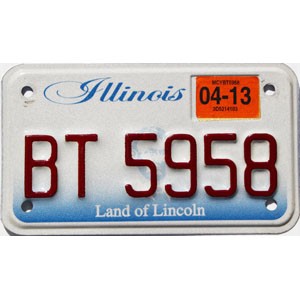2013 Illinois Motorcycle License Plate #BT5958