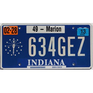 2013 Indiana License Plate #634GEZ