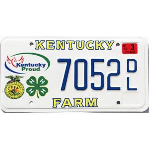 2013 Kentucky 4H License Plate #7052DL