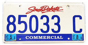 2013 South Dakota Commercial License Plate #85033C