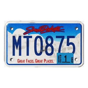 2013 South Dakota Motorcycle License Plate #MT0875