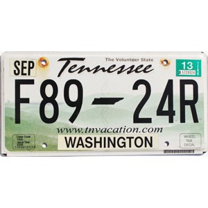 2013 Tennessee License Plate #F8924R