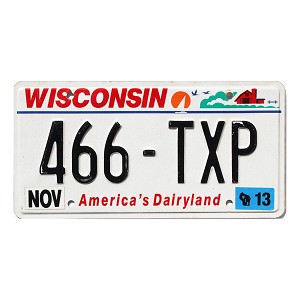 2013 Wisconsin License Plate #466TXP