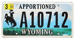 2013 Wyoming Apportioned License Plate #A10712