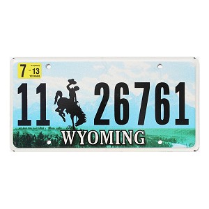 2013 Wyoming License Plate #1126761