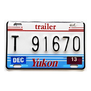 2013 Yukon Trailer License Plate #T91670
