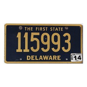 2014 Delaware License Plate #115993