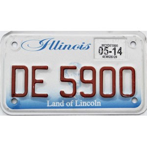 2014 Illinois Motorcycle License Plate #DE5900