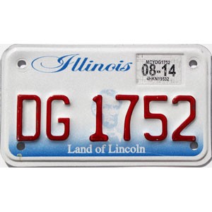 2014 Illinois Motorcycle License Plate #DG1752
