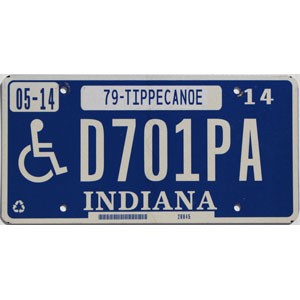 2014 Indiana Disabled License Plate #D701PA