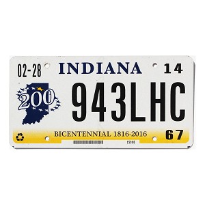 2014 Indiana License Plate #943LHC