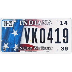 2014 Indiana License Plate #VKO419