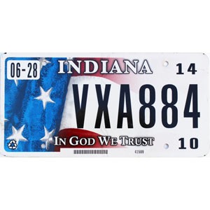2014 Indiana License Plate #VXA884