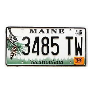 2014 Maine License Plate #3485TW