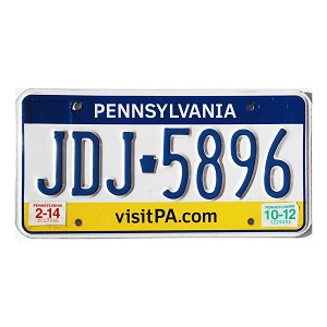 2014 Pennsylvania License Plate #JDJ5896