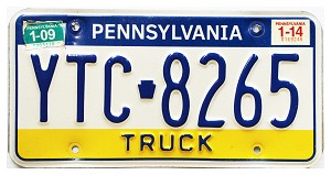 2014 Pennsylvania Truck License Plate #YTC8265