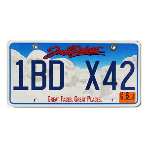 2014 South Dakota License Plate #1BDX42