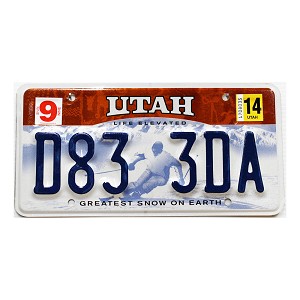 2014 Utah Ski License Plate #D833DA