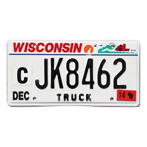 2014 Wisconsin Truck License Plate #JK8462
