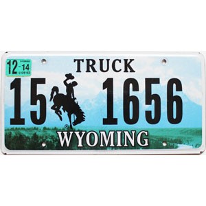 2014 Wyoming Truck License Plate #151656