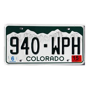 2015 Colorado License Plate #940WPH