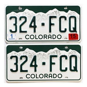 2015 Colorado License Plates Pair #324FCQ