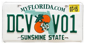 2015 Florida License Plate #DCVV01