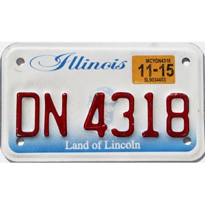 2015 Illinois Motorcycle License Plate #DN4318