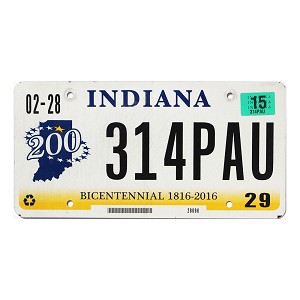 2015 Indiana License Plate #314PAU