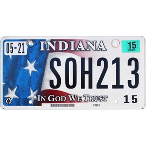 2015 Indiana License Plate #SOH213
