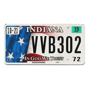 2015 Indiana License Plate #VVB302