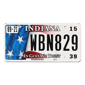 2015 Indiana License Plate #WBN829