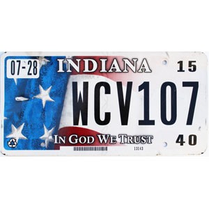 2015 Indiana License Plate #WCV107