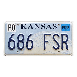 2015 Kansas License Plate #686FSR