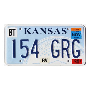 2015 Kansas RV License Plate #154GRG