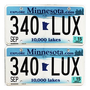 2015 Minnesota License Plates Pair #340LUX