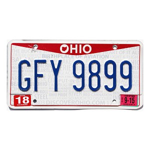 2015 Ohio License Plate #GFY9899