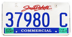 2015 South Dakota Commercial License Plate #37980C