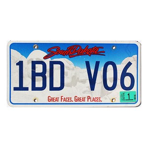 2015 South Dakota License Plate #1BDV06